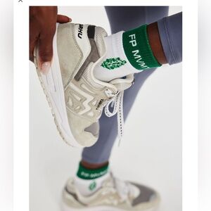 FP Movement green and white quarter crew court socks